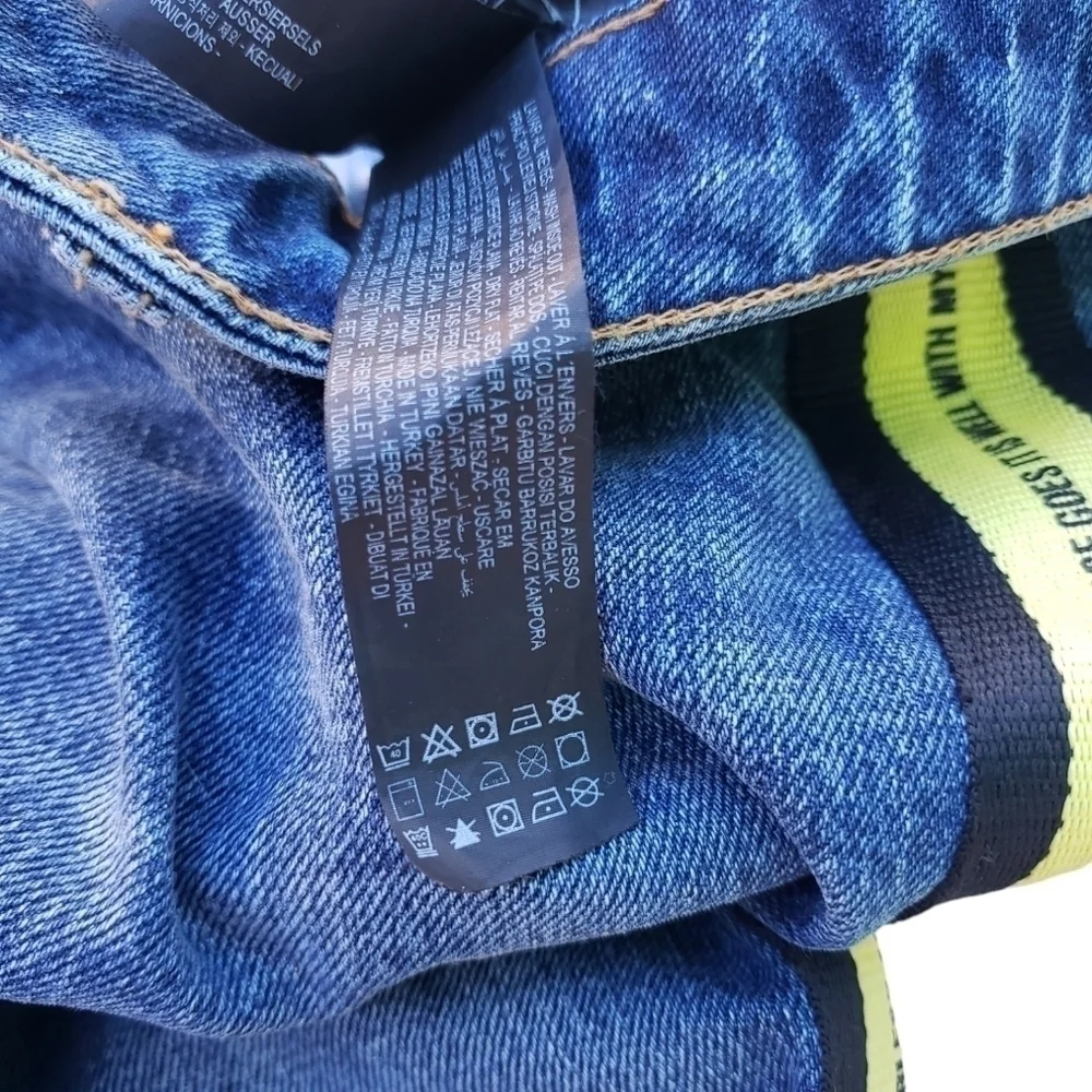 NWT Zara denim phrase striped side button fly jeans size 46 - Picture 5 of 7